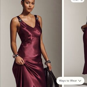 Anthropologie Dark Fuchsia Sleeveless Vneck Slip Dress XS